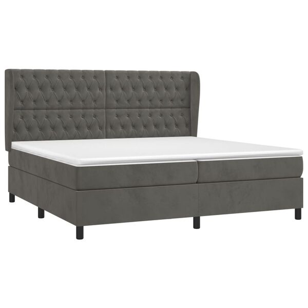 vidaXL Sommier &agrave; lattes de lit et matelas Gris fonc&eacute; 200x200cm Velours
