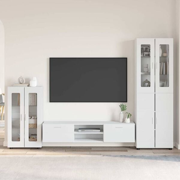 vidaXL Ensemble meuble TV avec tiroir FLORIN Blanc Bois d'ing&eacute;nierie
