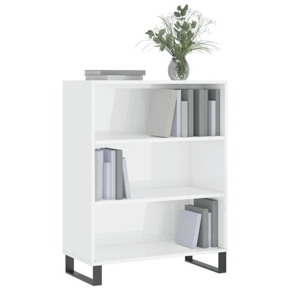 vidaXL Armoire à étagères blanc brillant 69,5x32,5x90 cm