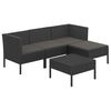 vidaXL Salon de jardin 5 pcs avec coussins r&eacute;sine tress&eacute;e noir