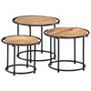 vidaXL Tables gigognes 3 pcs bois de manguier massif brut