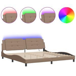 vidaXL Cadre de lit avec LED sans matelas Zadar cappuccino 200x200 cm