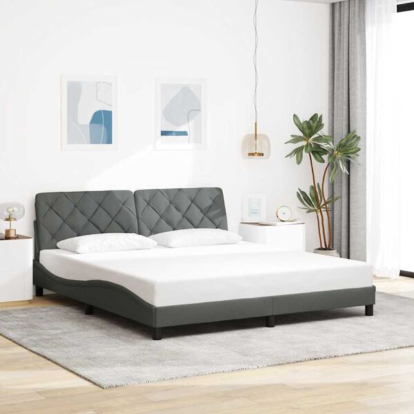 vidaXL Cadre de lit sans matelas gris fonc&eacute; 180x200 cm tissu