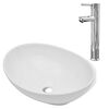 vidaXL Lavabo de salle de bain avec mitigeur C&eacute;ramique Ovale Blanc