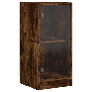 vidaXL Armoire lat&eacute;rale avec portes en verre ch&ecirc;ne fum&eacute; 35x37x75,5 cm
