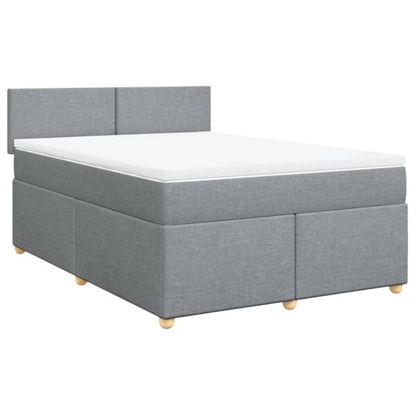 vidaXL Sommier &agrave; lattes de lit avec matelas Gris clair 140x200cm Tissu