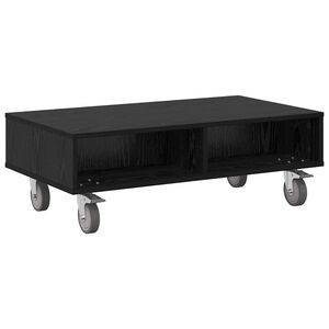 vidaXL Table d'appoint avec roues Ch&ecirc;ne noir 90 x 50 x 30 cm