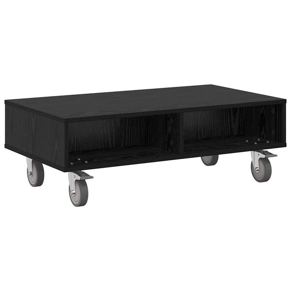 vidaXL Table d'appoint avec roues Ch&ecirc;ne noir 90 x 50 x 30 cm