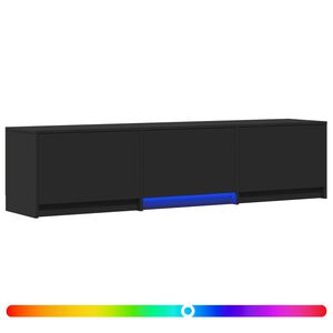 vidaXL Meuble TV avec LED Noir 165 x 34 x 40 cm Bois d&rsquo;ing&eacute;nierie