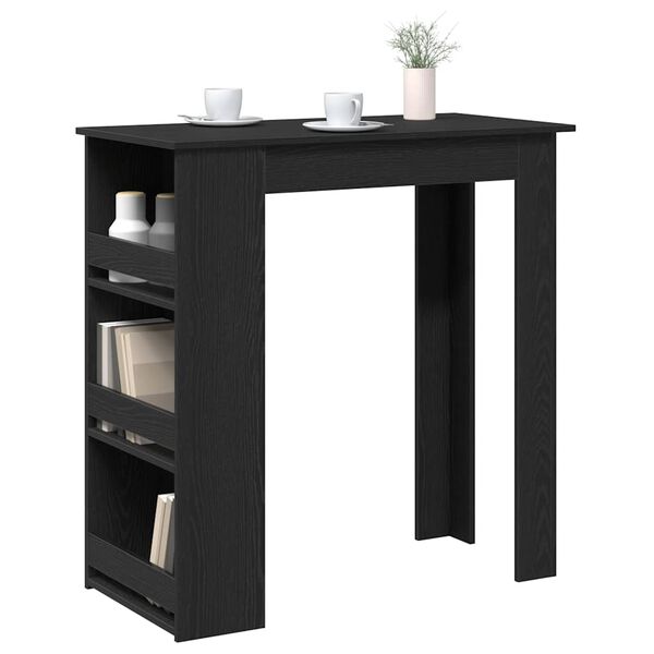 vidaXL Table de bar avec &eacute;tag&egrave;re de rangement ch&ecirc;ne noir