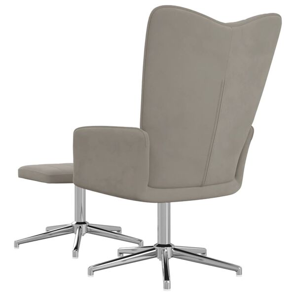 vidaXL Chaise de relaxation avec tabouret Gris clair Velours