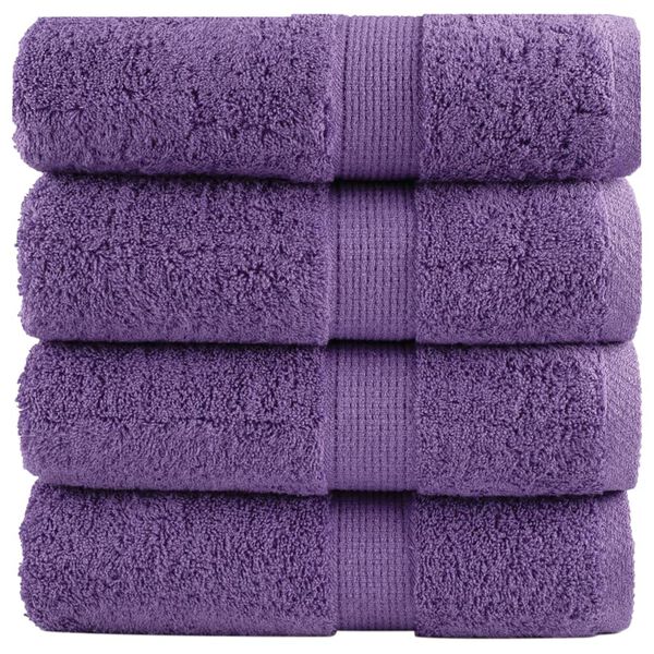 vidaXL Serviettes de toilette Premium SOLUND 4 pièces Violet 30 x 30 cm 600 g/m²