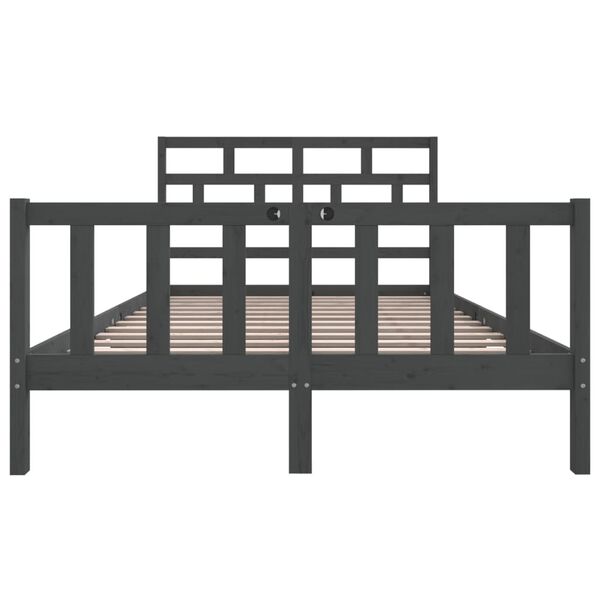 vidaXL Cadre de lit sans matelas gris bois de pin massif