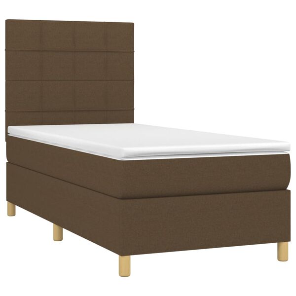 vidaXL Sommier &agrave; lattes de lit et matelas et LED Marron fonc&eacute; 90x200cm