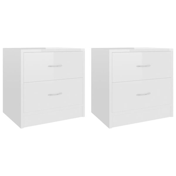 vidaXL Tables de chevet 2pcs Blanc brillant 40x30x40cm bois ing&eacute;nierie