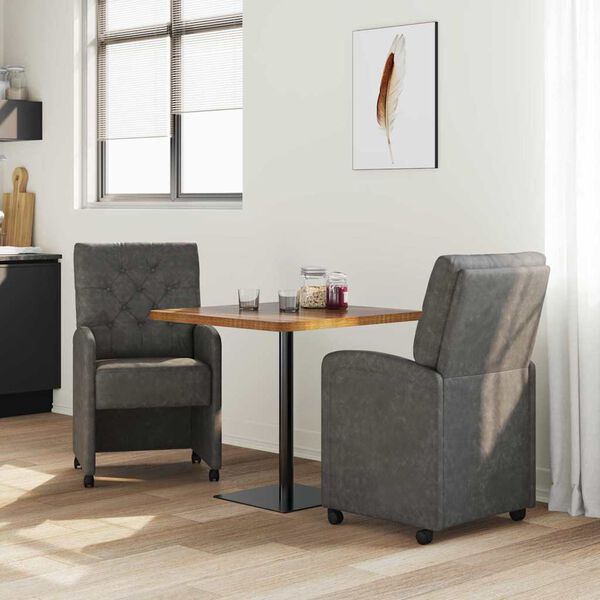 vidaXL Chaises de Salle &agrave; Manger avec Roues 2 pcs Noir 58 x 67 x 97 cm