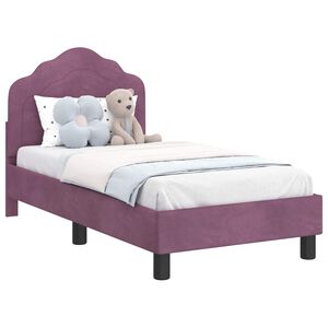 vidaXL Cadre de lit pour tout-petit avec t&ecirc;te de lit Pourpre Velours