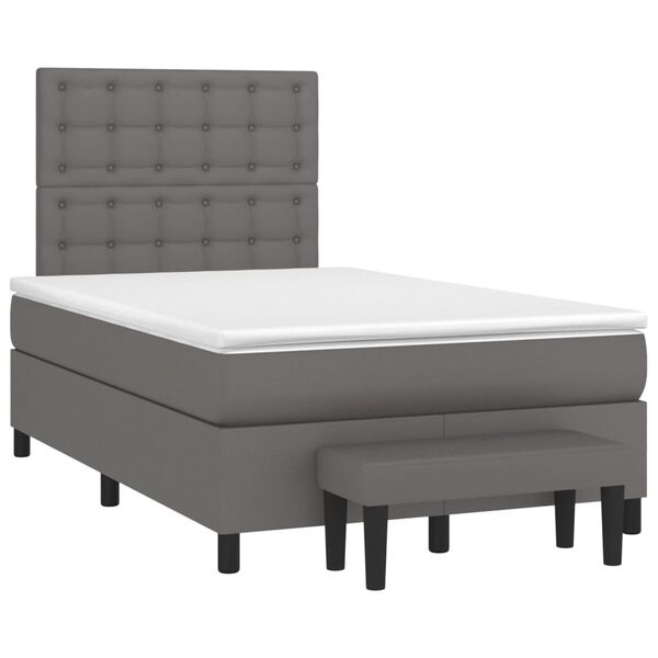vidaXL Sommier &agrave; lattes de lit avec matelas gris 120x190 cm similicuir
