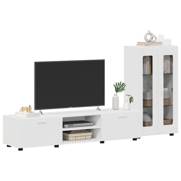 vidaXL Ensemble meuble TV avec tiroir FLORIN Blanc Bois d'ing&eacute;nierie