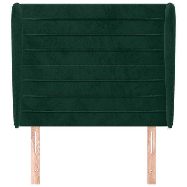 vidaXL T&ecirc;te de lit avec oreilles Vert fonc&eacute; 83x23x118/128 cm Velours