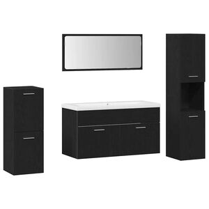 vidaXL Ensemble de mobilier de salle de bain 5 pcs Ch&ecirc;ne noir