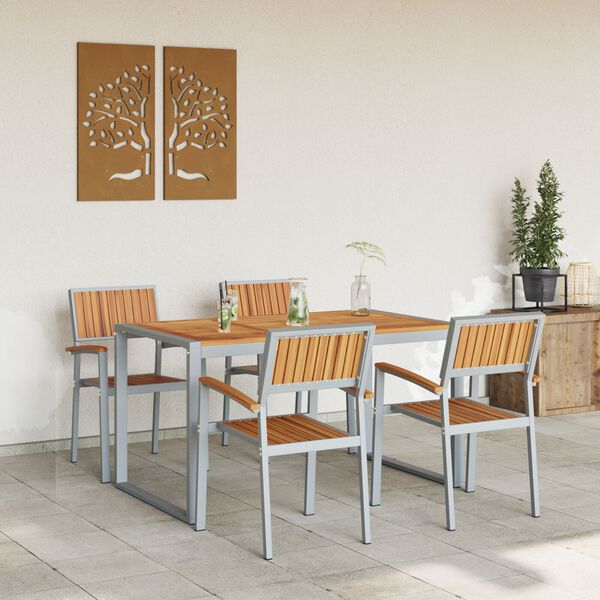 vidaXL Ensemble de salle à manger pour jardin 5 pcs Gris