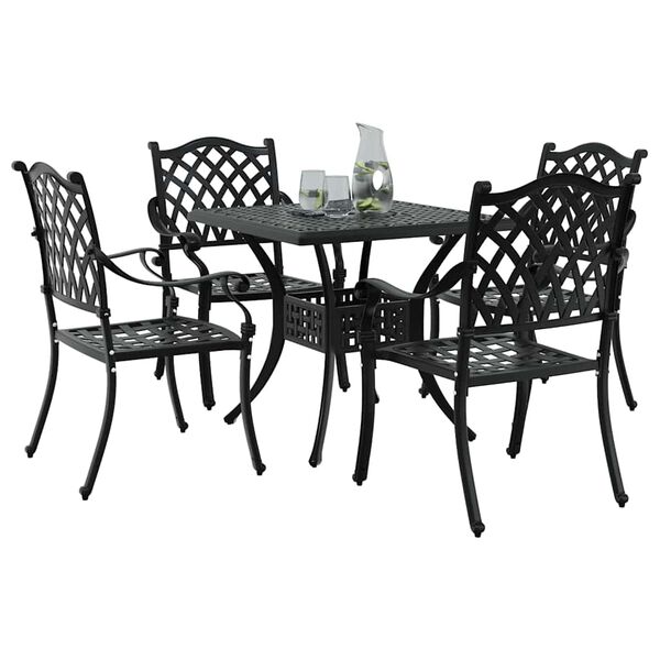 vidaXL Ensemble de tables de jardin 5 pcs Noir Aluminium coul&eacute;