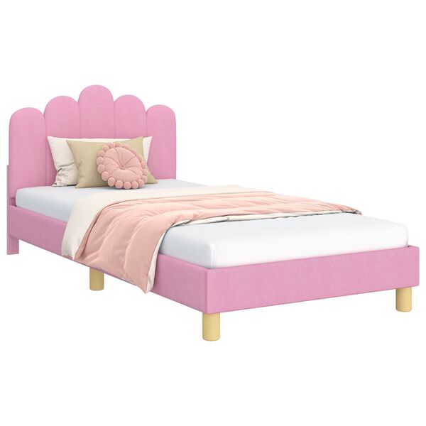 vidaXL Cadre de lit pour tout-petit avec tête de lit Rose 90 x 200 cm
