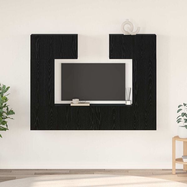 vidaXL Ensemble meuble TV 6 pcs Ch&ecirc;ne noir Bois d'ing&eacute;nierie