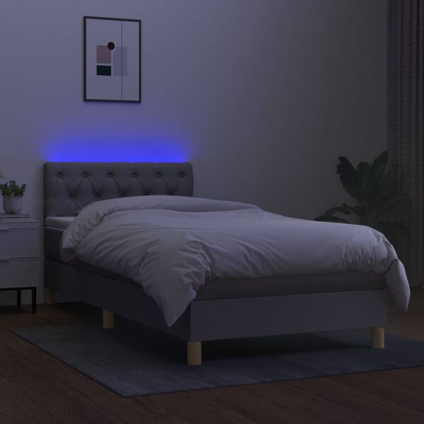 vidaXL Sommier &agrave; lattes de lit avec matelas et LED Gris clair 80x200cm