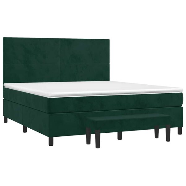 vidaXL Sommier &agrave; lattes de lit et matelas Vert fonc&eacute; 160x200cm Velours