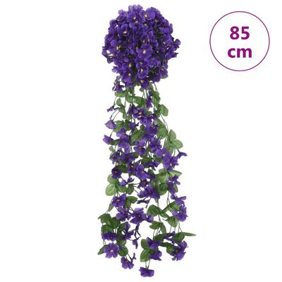 vidaXL Guirlandes de fleurs artificielles 3 pcs violet foncé 85 cm