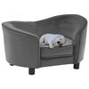 vidaXL Canap&eacute; pour chien Gris 69x49x40 cm Peluche et similicuir
