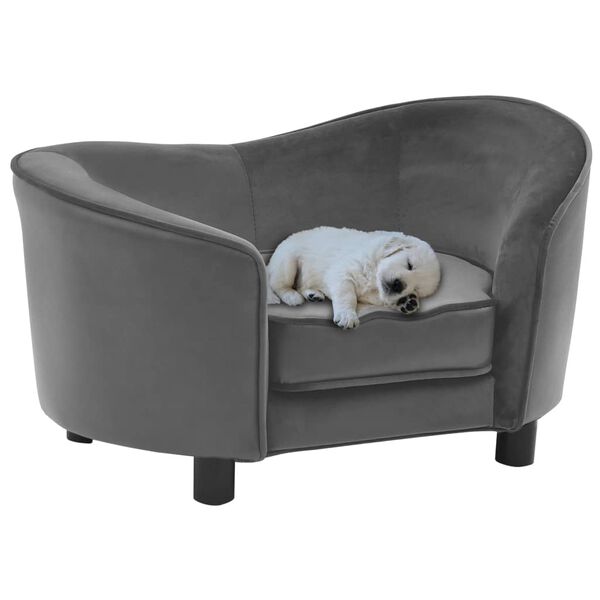 vidaXL Canap&eacute; pour chien Gris 69x49x40 cm Peluche et similicuir