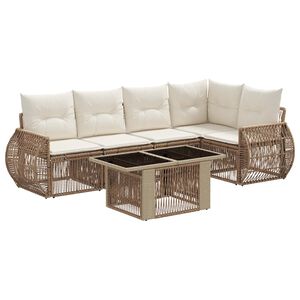 vidaXL Ensemble de canap&eacute; de jardin 6 pc Beige et blanc cr&egrave;me