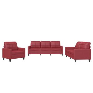 vidaXL Ensemble de canap&eacute;s 3 pcs et coussins Rouge bordeaux Similicuir