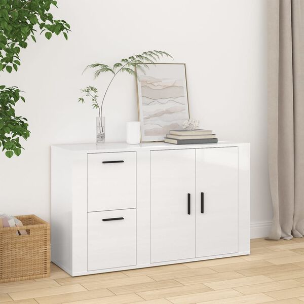 vidaXL Buffet Blanc brillant 100x33x59,5 cm Bois d'ingénierie