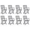 vidaXL Chaises pliables d'ext&eacute;rieur lot de 8 et coussins Bois d'acacia