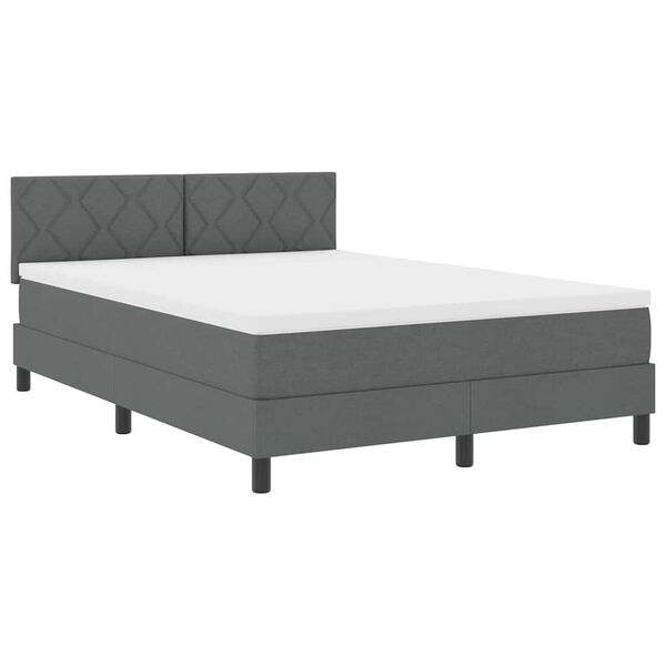 vidaXL Lit &agrave; ressorts avec matelas Gris fonc&eacute; 160 x 200 cm tissu