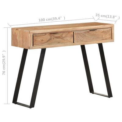 vidaXL Table console 100x35x76 cm Bois d'acacia avec bord naturel