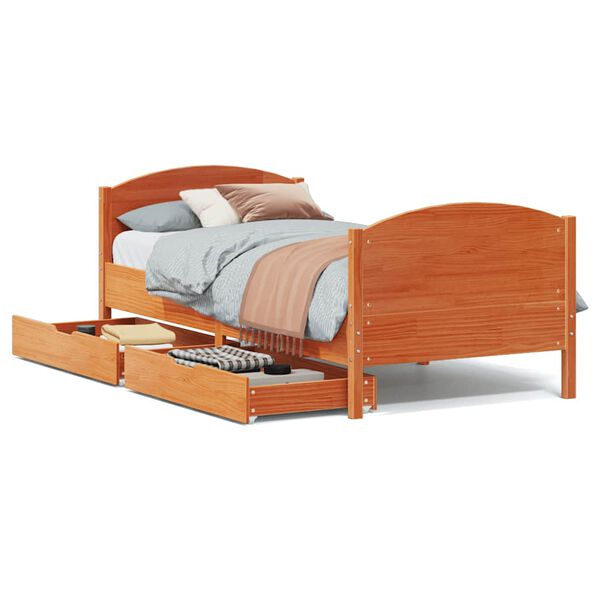 vidaXL Cadre de lit sans matelas cire marron 75x190 cm bois pin massif