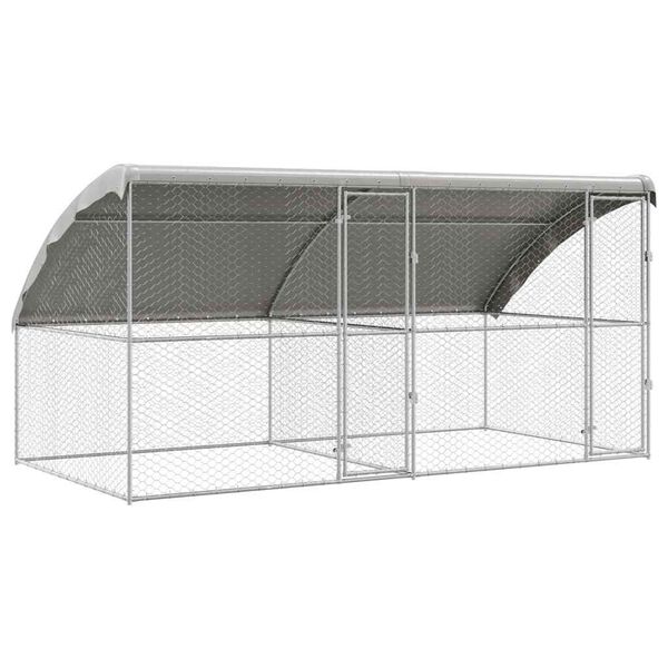 vidaXL Kennel pour Chiens 2 pcs Argent&eacute; 4 x 2 x 2 m Acier