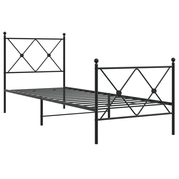 vidaXL Cadre de lit m&eacute;tal sans matelas avec pied de lit noir 80x200 cm