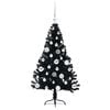 vidaXL Sapin de No&euml;l artificiel pr&eacute;-&eacute;clair&eacute; Noir 120 cm PVC