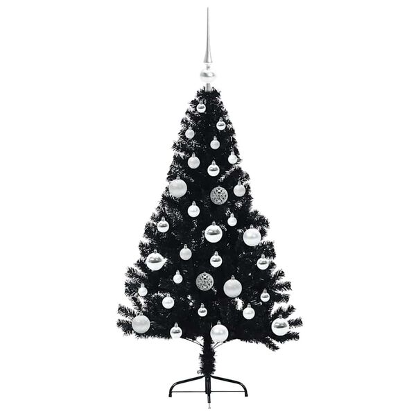 vidaXL Sapin de No&euml;l artificiel pr&eacute;-&eacute;clair&eacute; Noir 120 cm PVC