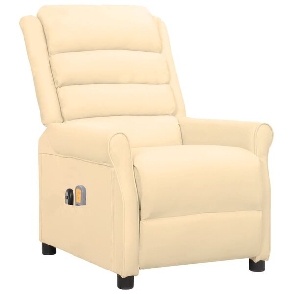 vidaXL Fauteuil de massage électrique Crème Similicuir