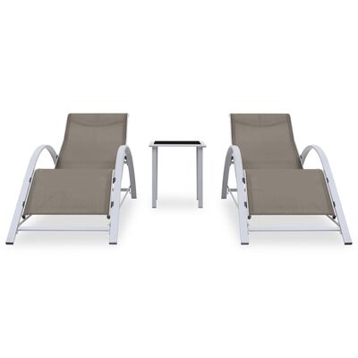 vidaXL Chaises longues 2 pcs avec table Aluminium Taupe