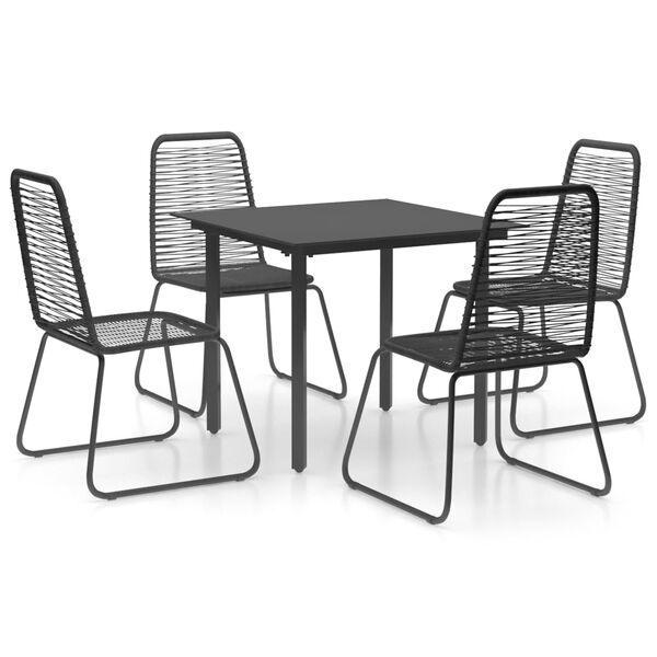 vidaXL Ensemble &agrave; manger de jardin 5 pcs PVC r&eacute;sine tress&eacute;e noir