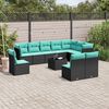vidaXL Salon de jardin 11 pcs avec coussins noir r&eacute;sine tress&eacute;e