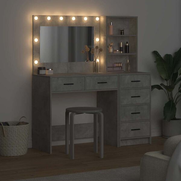 vidaXL Table de Toilette Gris 78.5 x 41 x 135 cm Bois d'ing&eacute;nierie